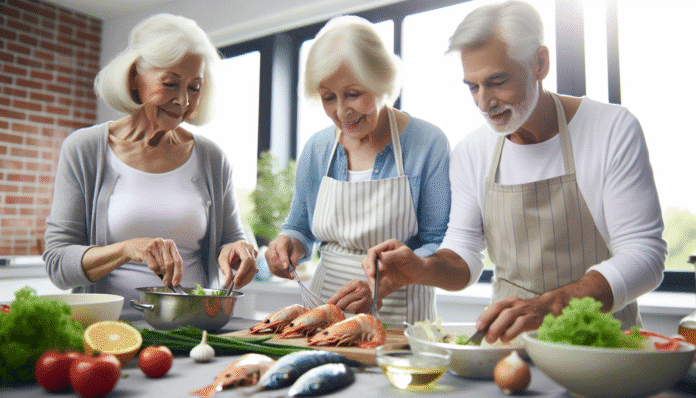 mediterranean diet with fish and seafood