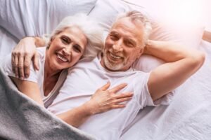 Senior couple in bed